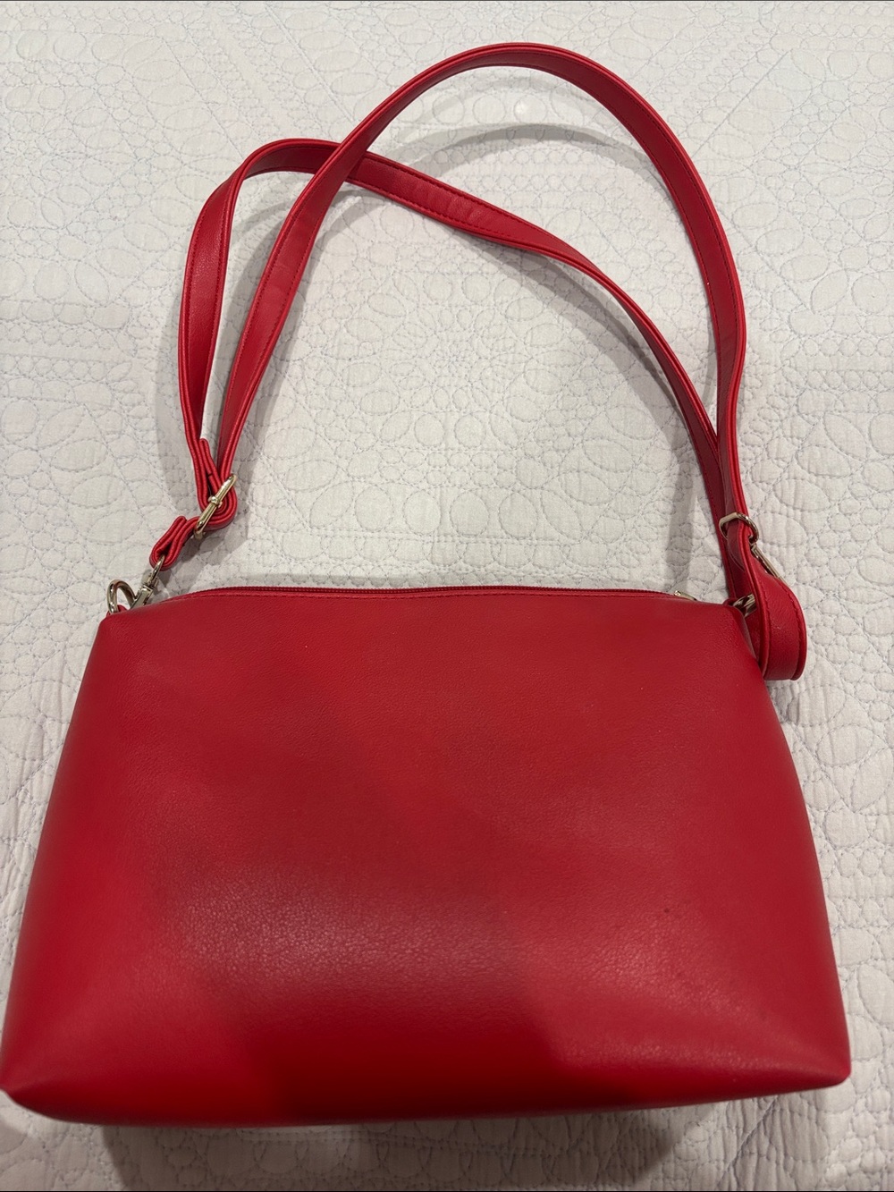 Classic Red Shoulder Bag with Adjustable Strap